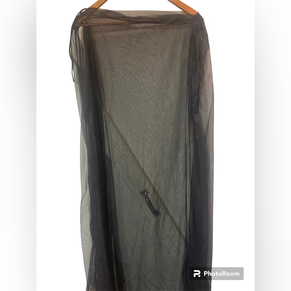 Vintage vtg mistee black sheer see thru nylon boudoir sleeveless over gown med